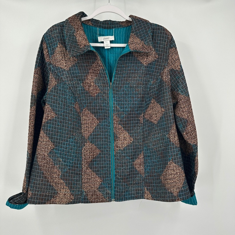 Womens Art To Wear Boho Quilted Jacket Size 1X Matelasse Lagenlook Geometric